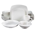 Kitchen King Hagen Square Dinnerware Set, White - Set of 30 KI1818654